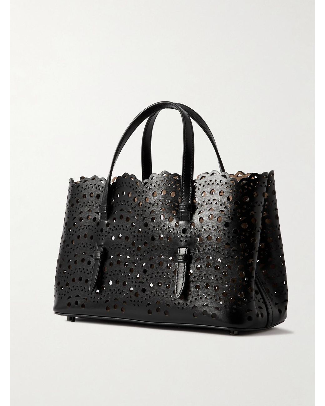 Alaïa Black Mena 25 E/W Medium Laser-Cut Leather Tote