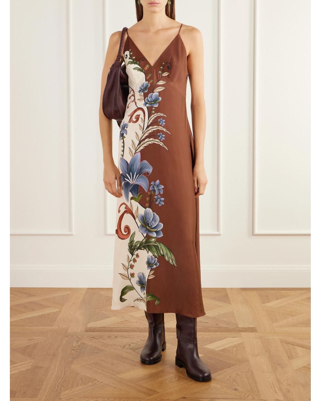 Farm Rio White Millena Printed Gabardine Maxi Dress