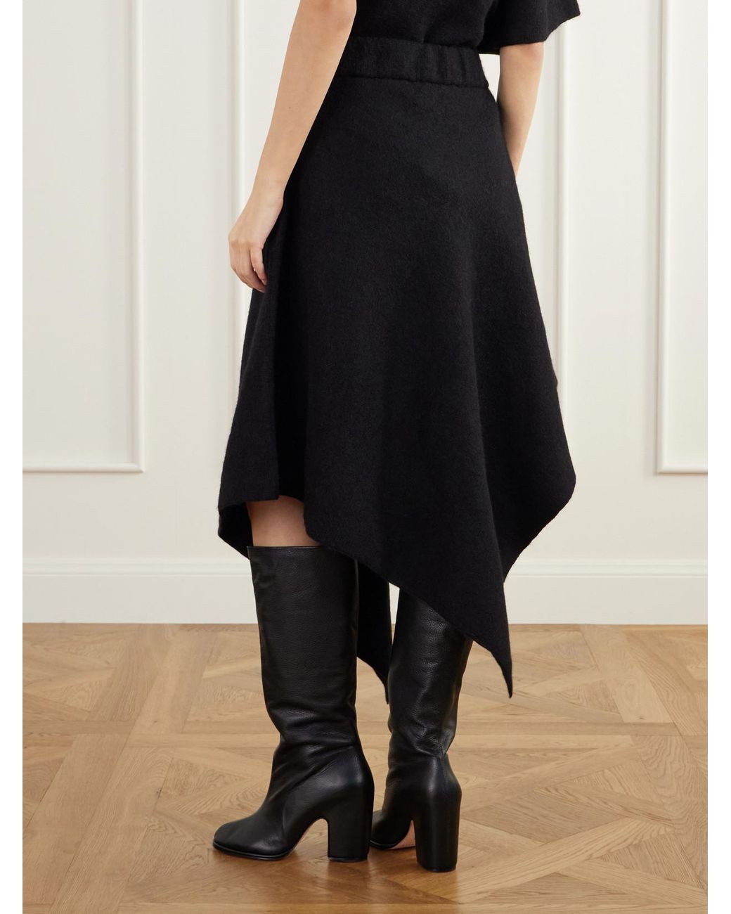 Lauren Manoogian Blue Manta Asymmetric Wool, Alpaca And Cotton-Blend Felt Midi Skirt