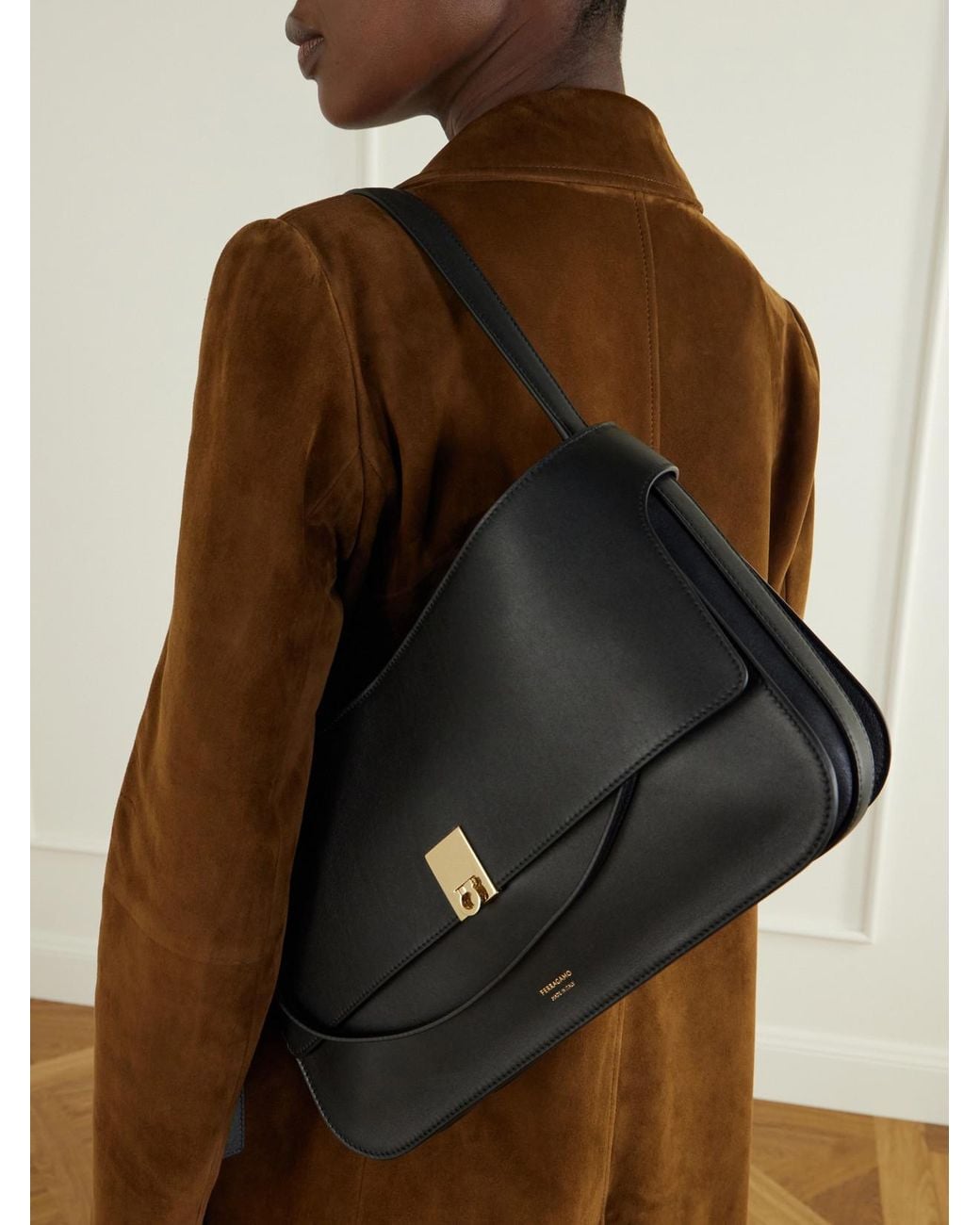 Ferragamo Black Cara Leather Shoulder Bag