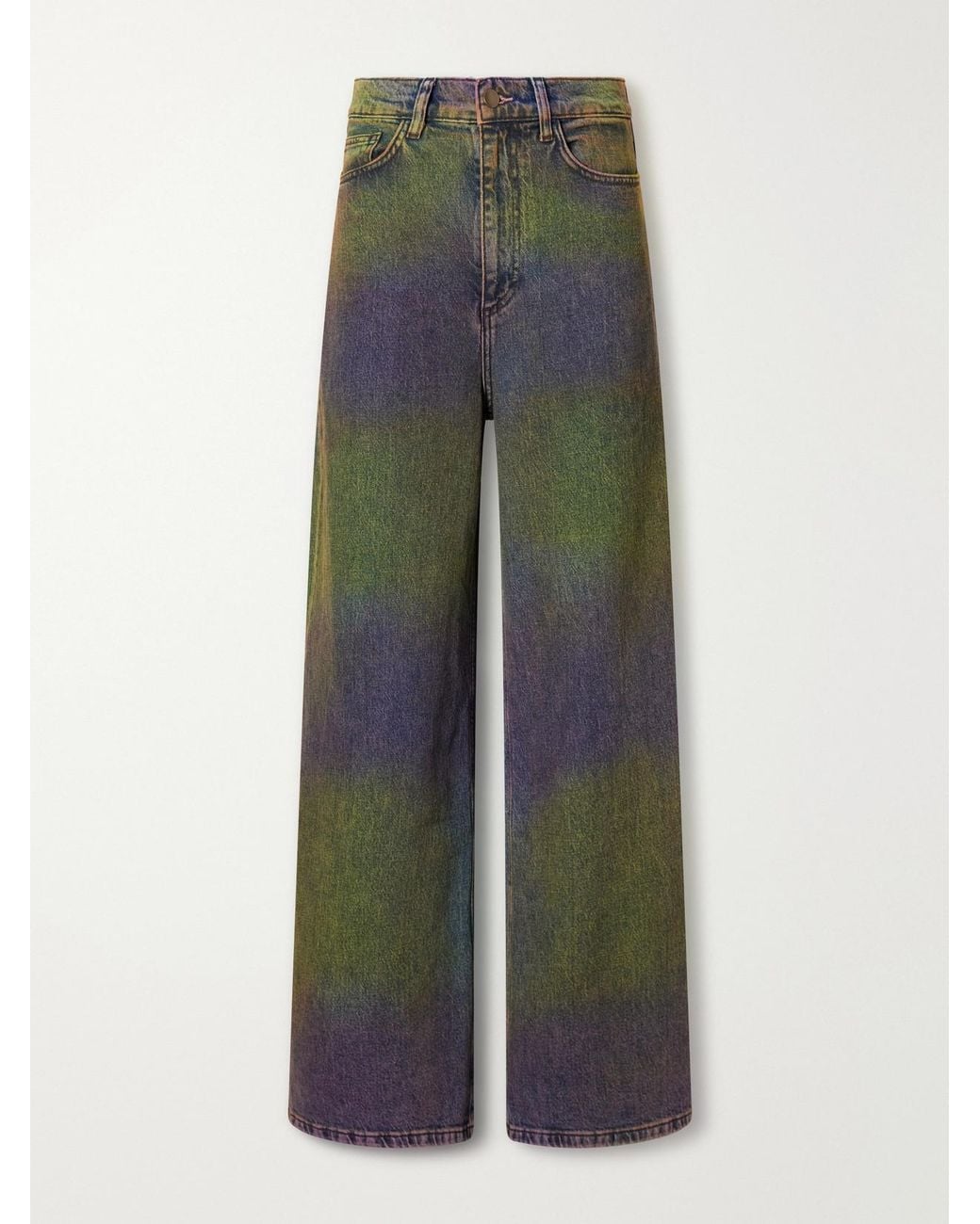 Sanderlak Green Ombré Mid-Rise Wide-Leg Jeans