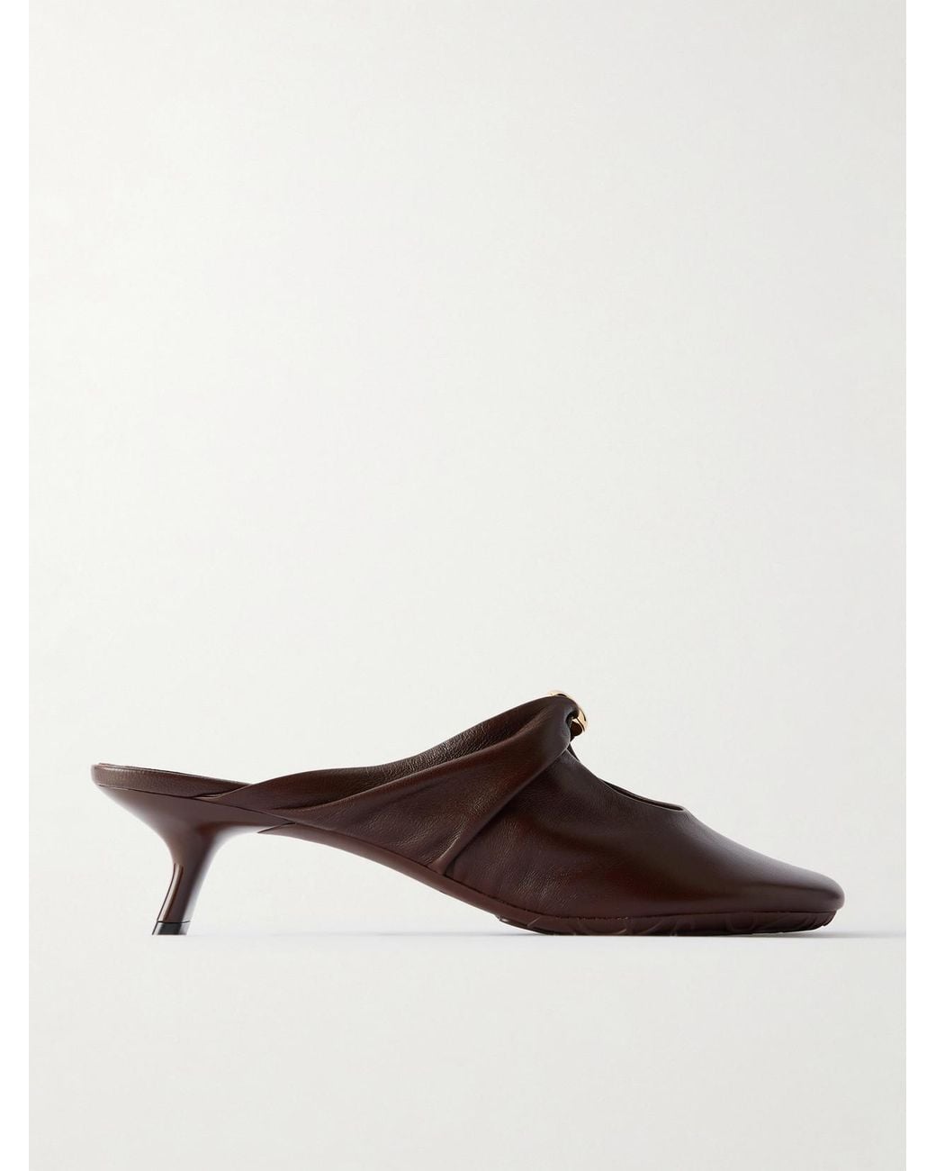 Loewe Brown Pebble Embellished Cutout Leather Mules