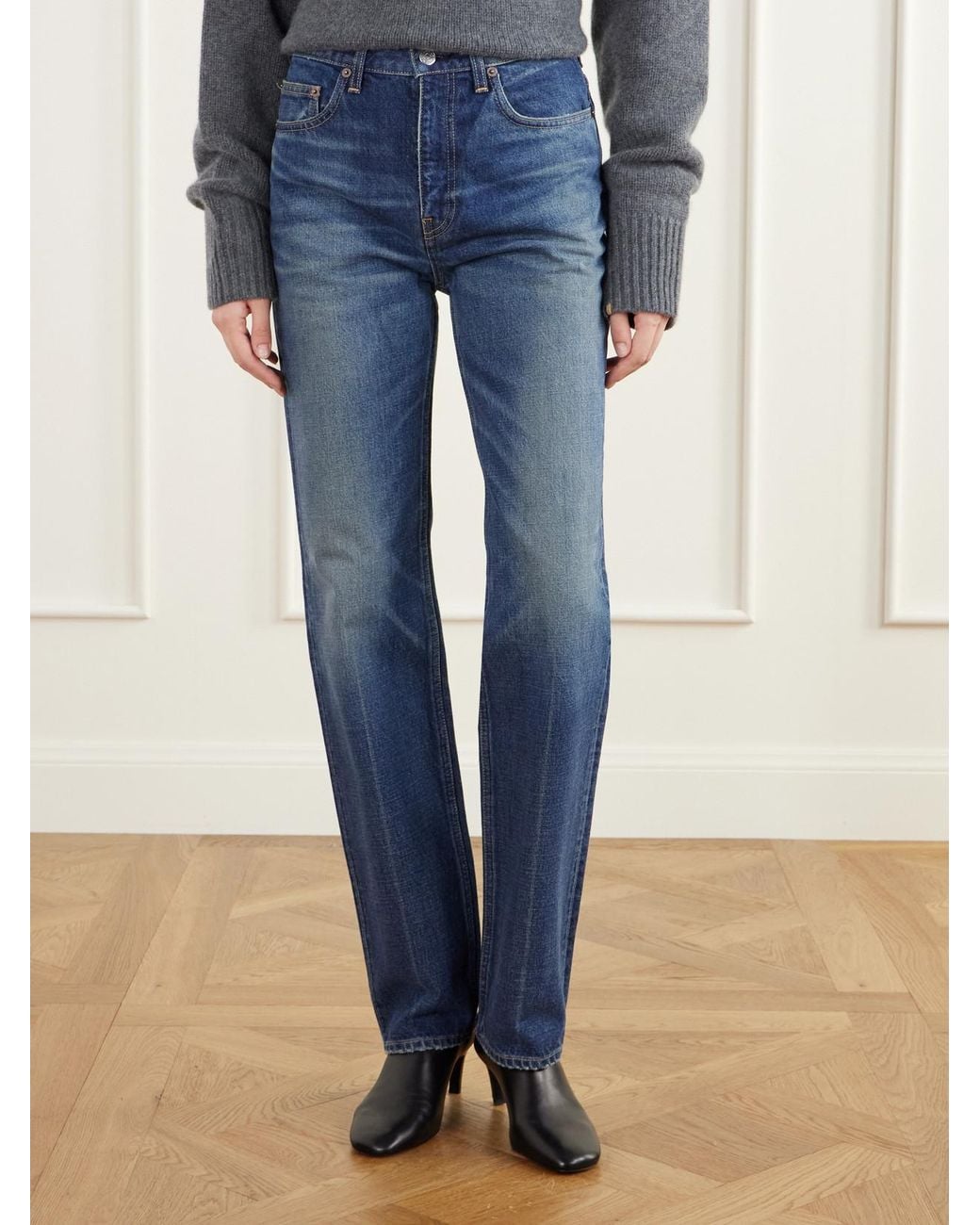 Totême Blue Mid-Rise Slim-Leg Jeans