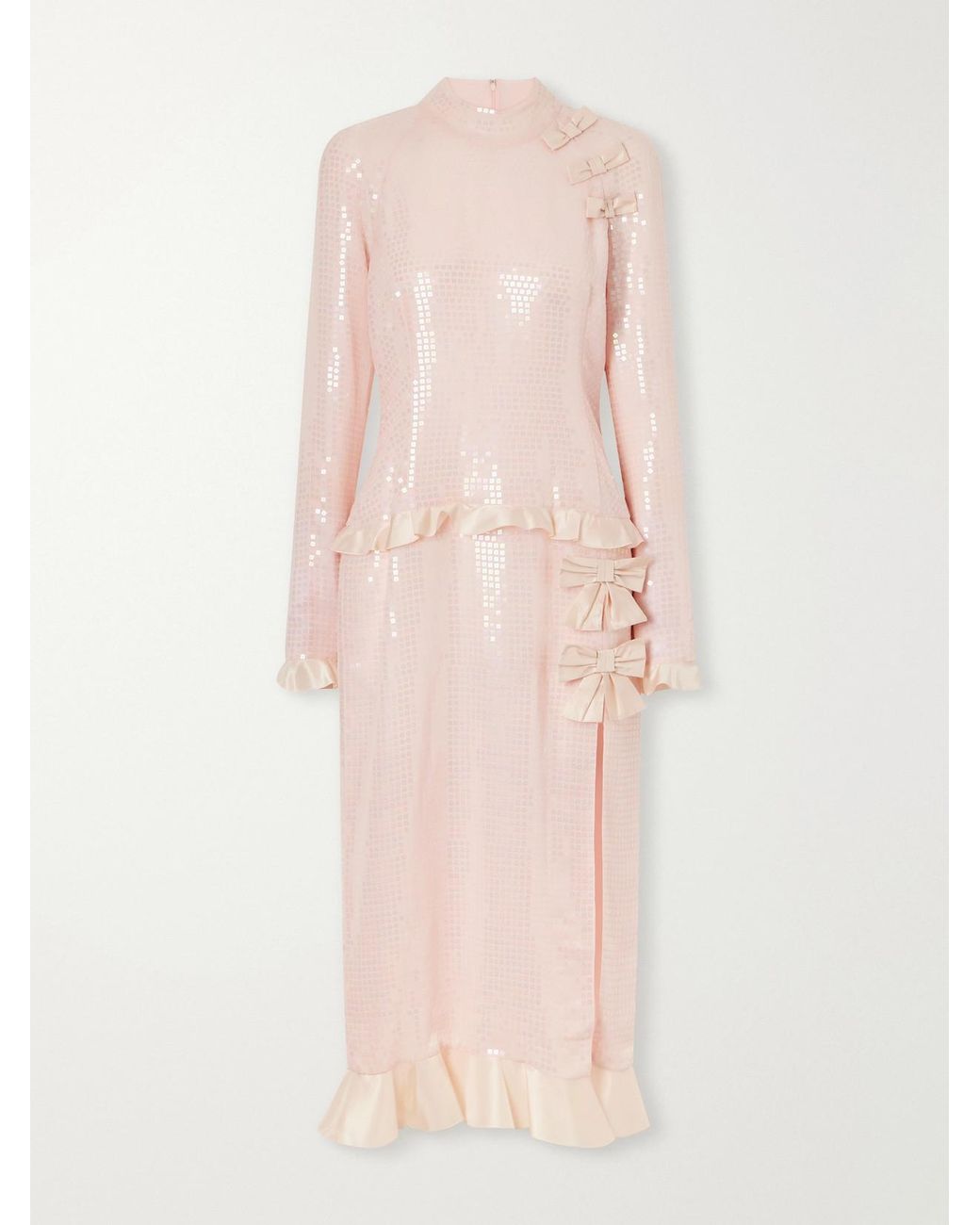 Alessandra Rich Pink Sequin-Embellished Silk-Georgette Midi Dress