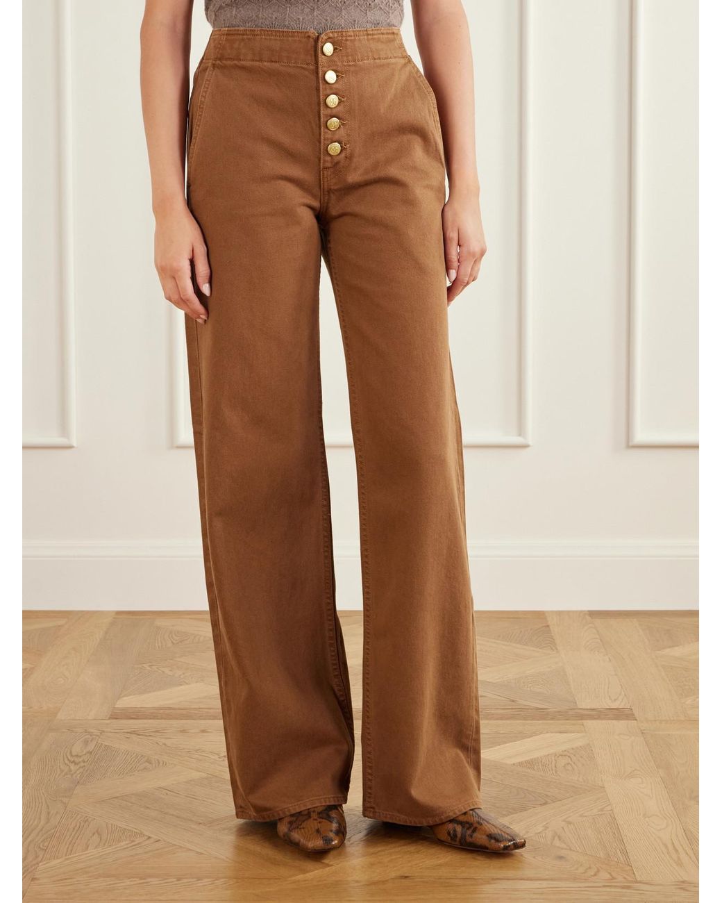 Ulla Johnson Brown The Jasmine Belted Low-Rise Wide-Leg Jeans