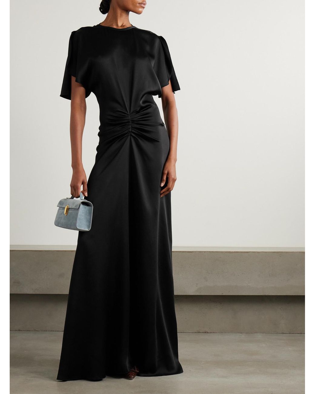 victoria beckham gathered open back satin maxi dress Victoria Beckham Gathered Satin Maxi Dress - Ivory