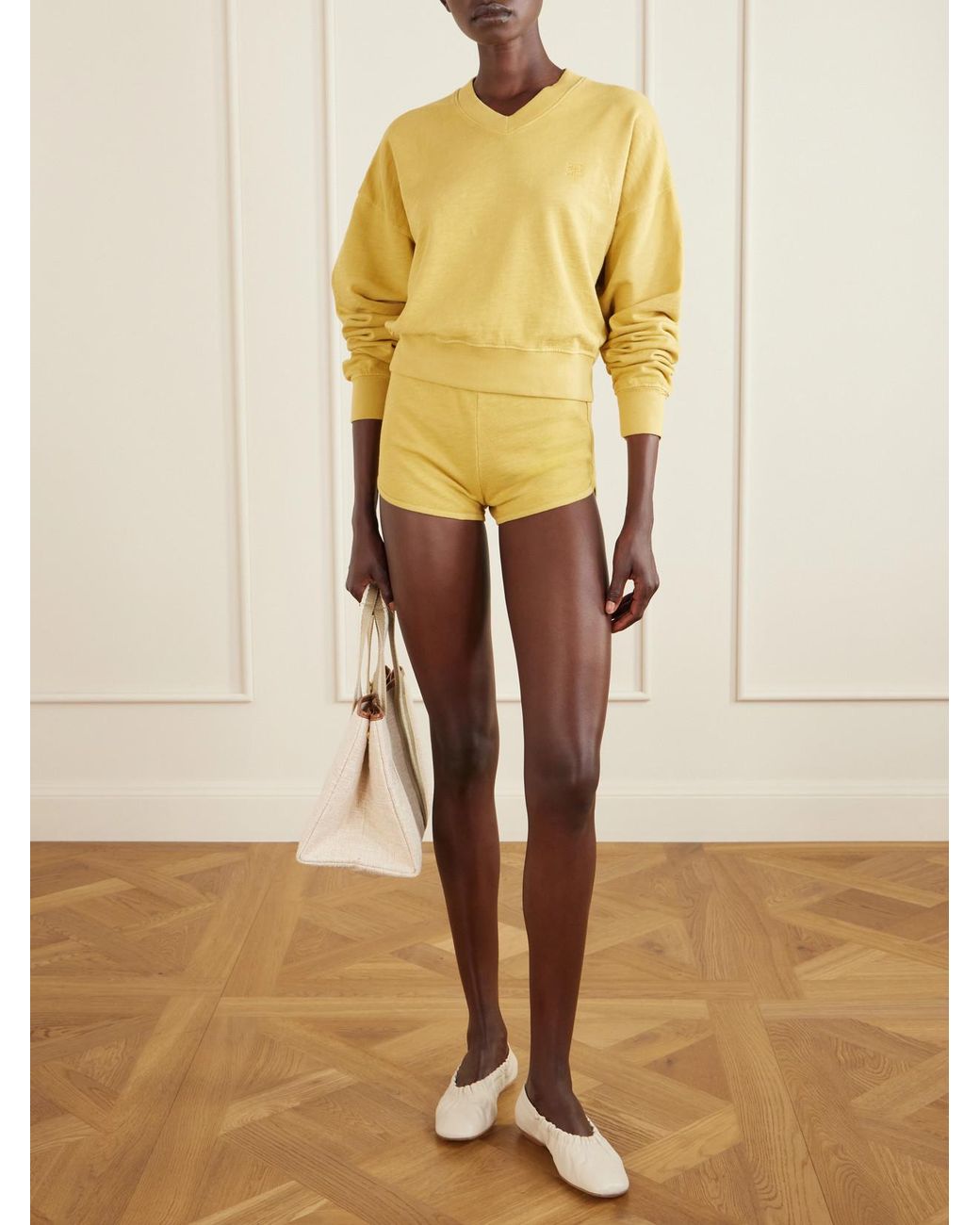 ÉTERNE Yellow Cotton-Jersey Shorts