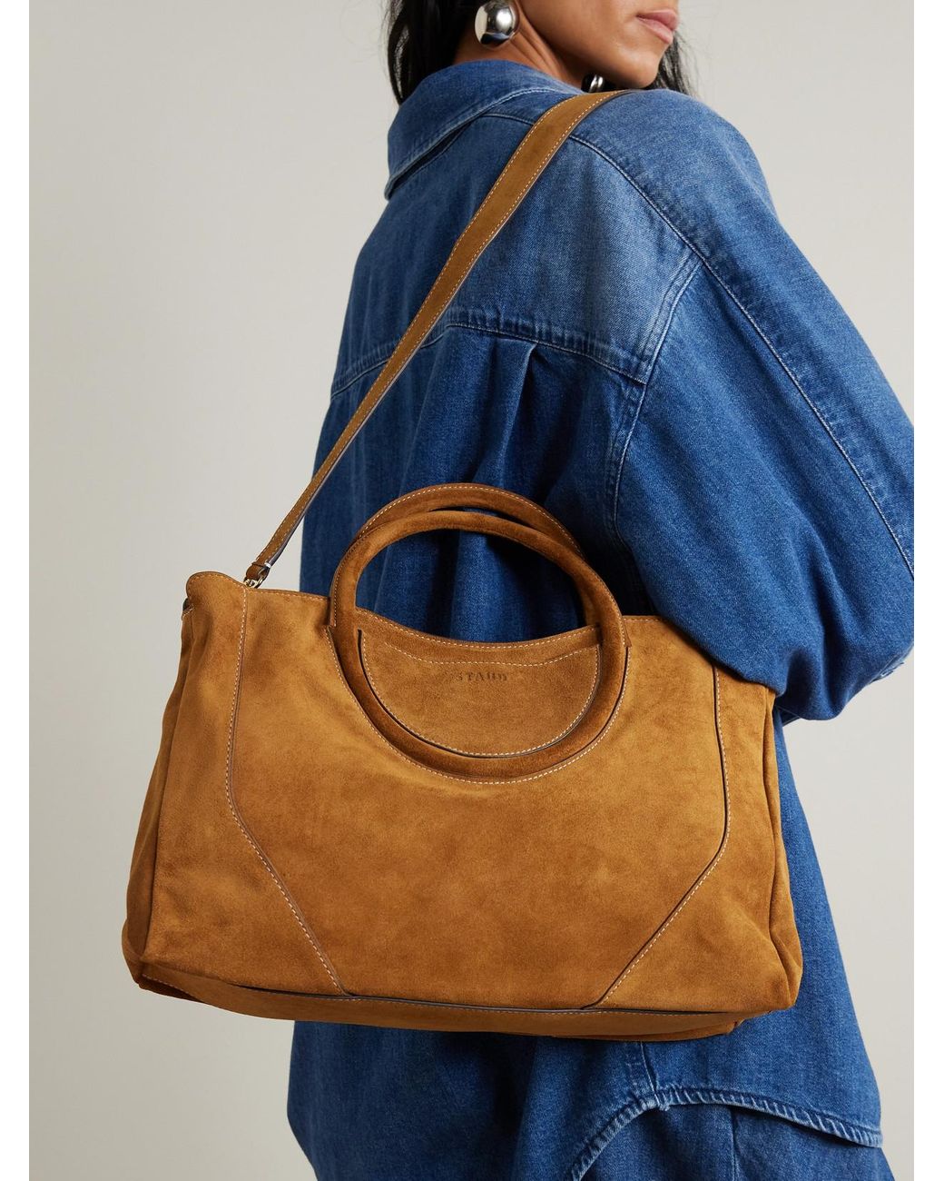 Staud Brown Maude Suede Tote