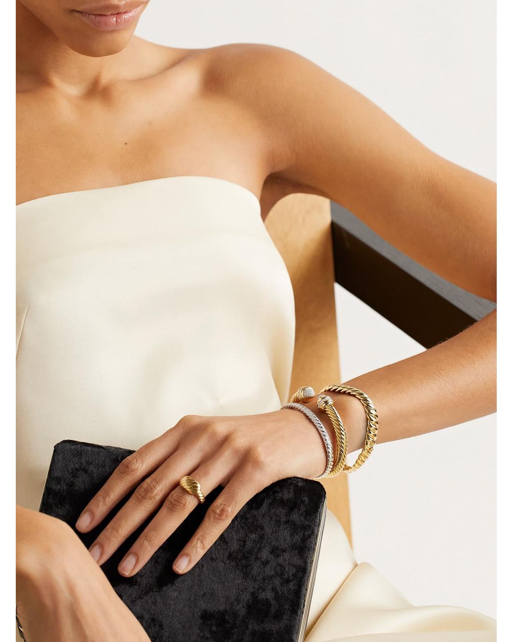 David Yurman Natural Sculpted Cable 18-Karat Diamond Bangle