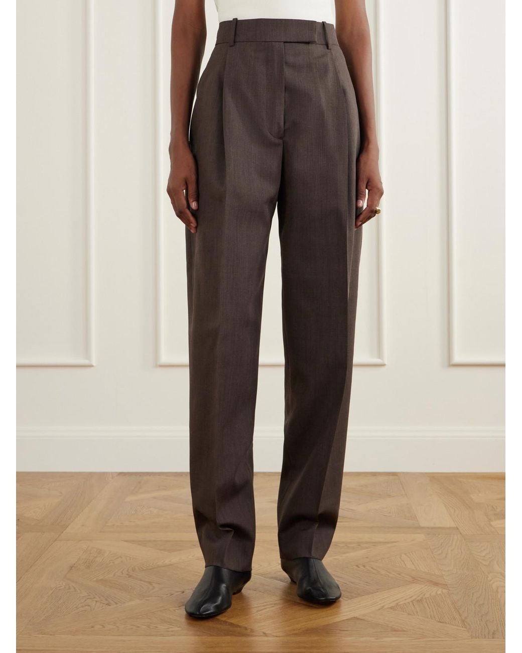 Rohe Brown Daria Pleated Virgin Wool Tapered Pants