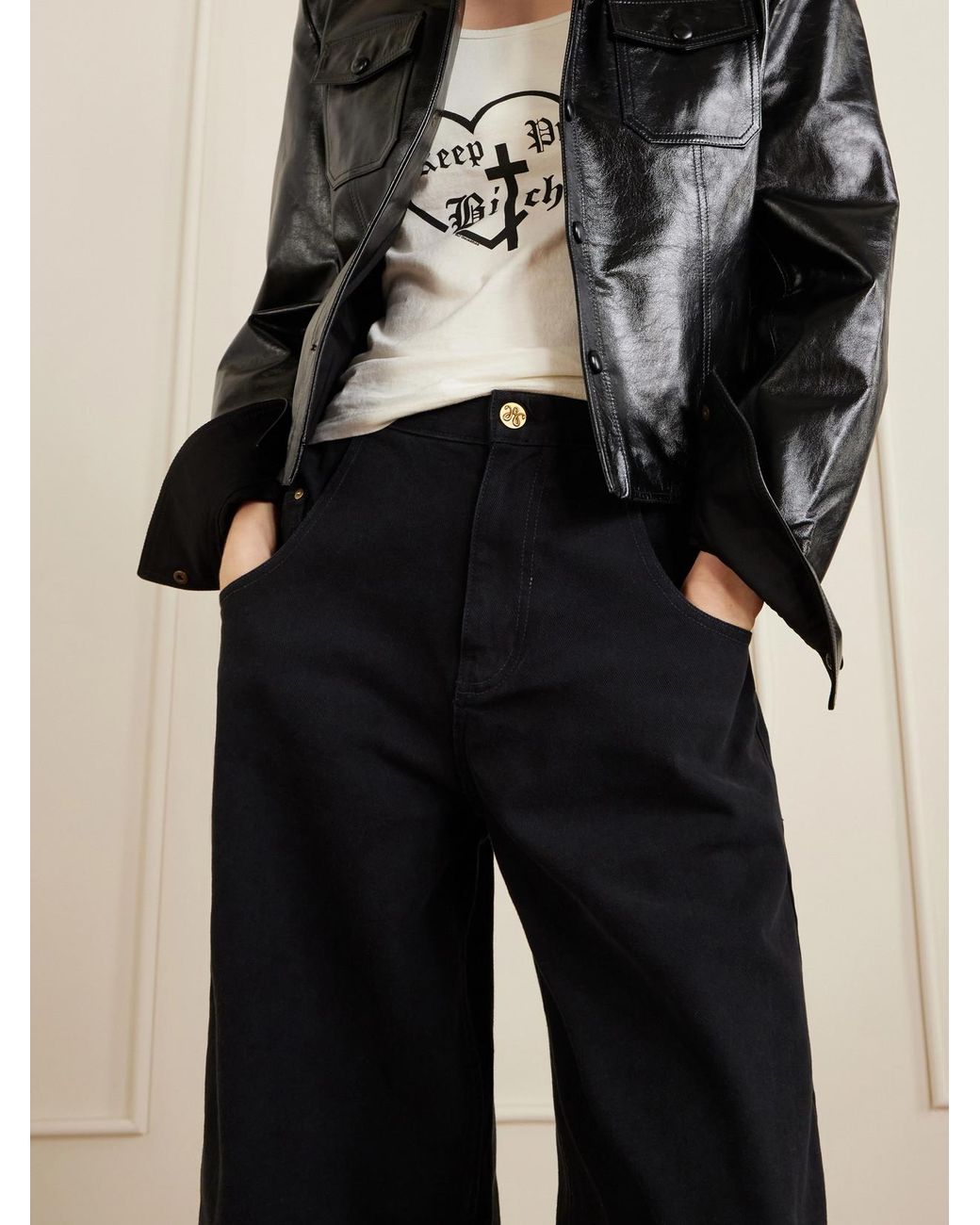 Willy Chavarria Blue Bad Girl High-Rise Barrel-Leg Jeans