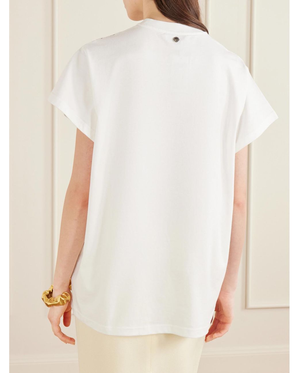 Stella McCartney White Lace-Trimmed Cotton-Jersey T-Shirt