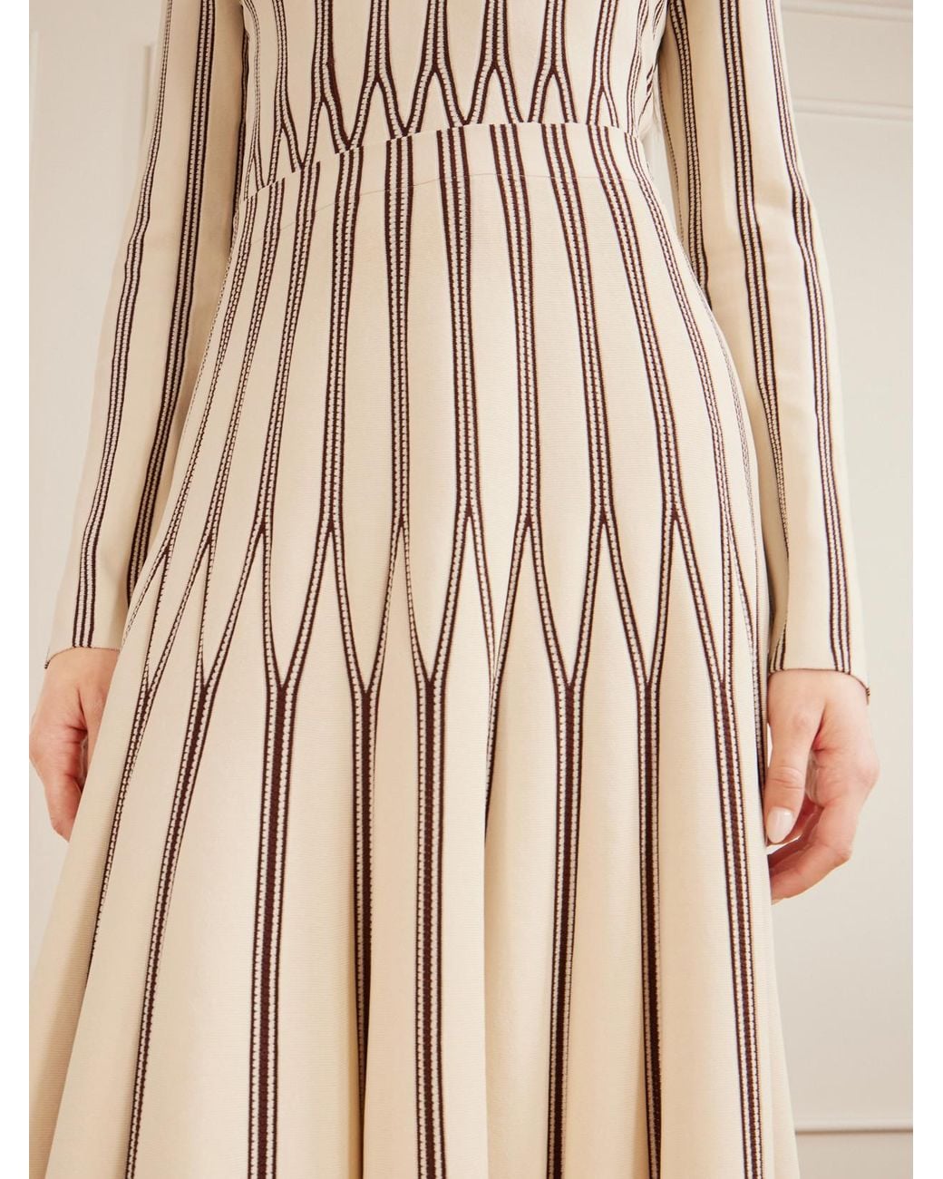 Zimmermann Natural Valiant Striped Knitted Midi Skirt