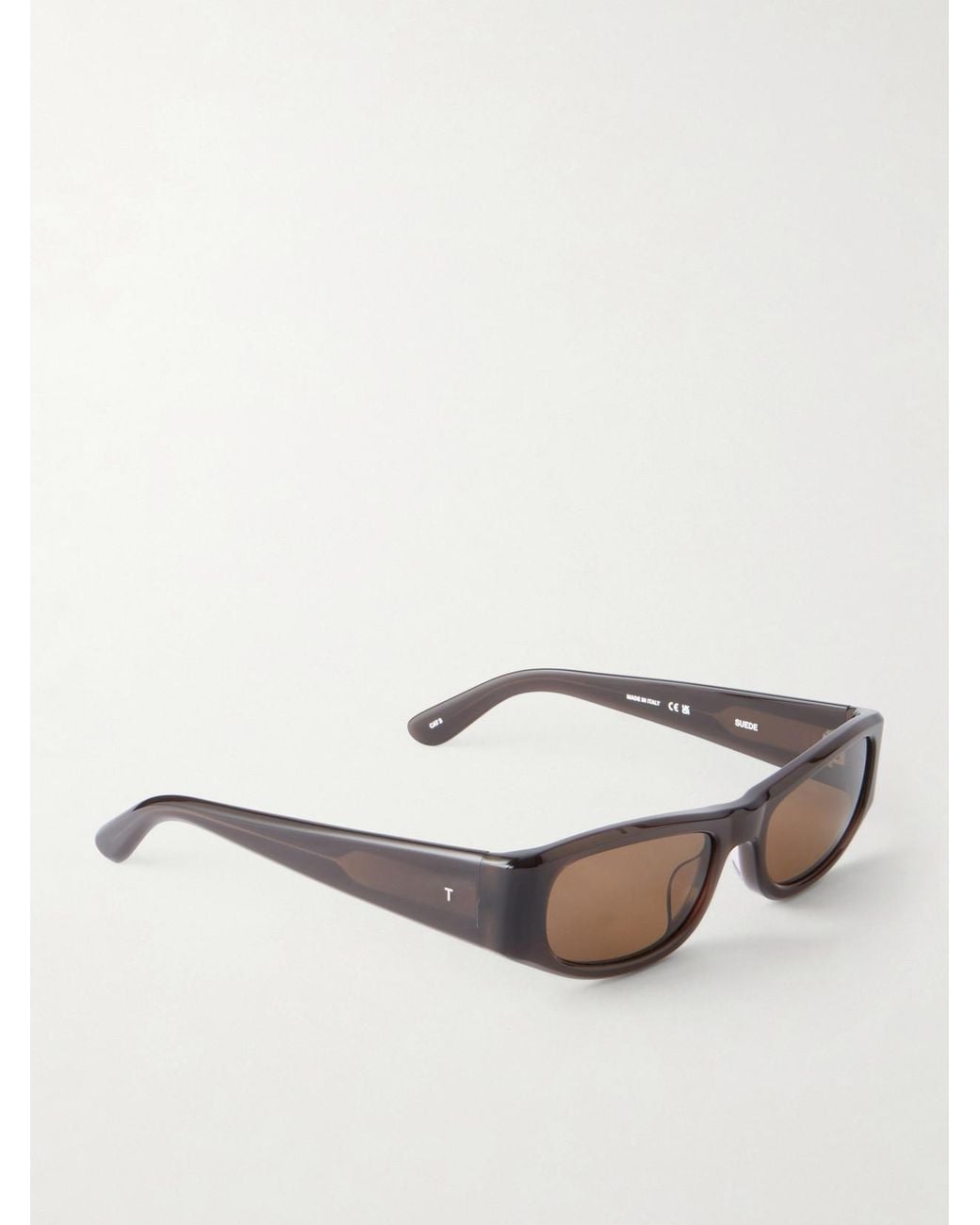 THISTLES Brown The Suede Square-Frame Acetate Sunglasses