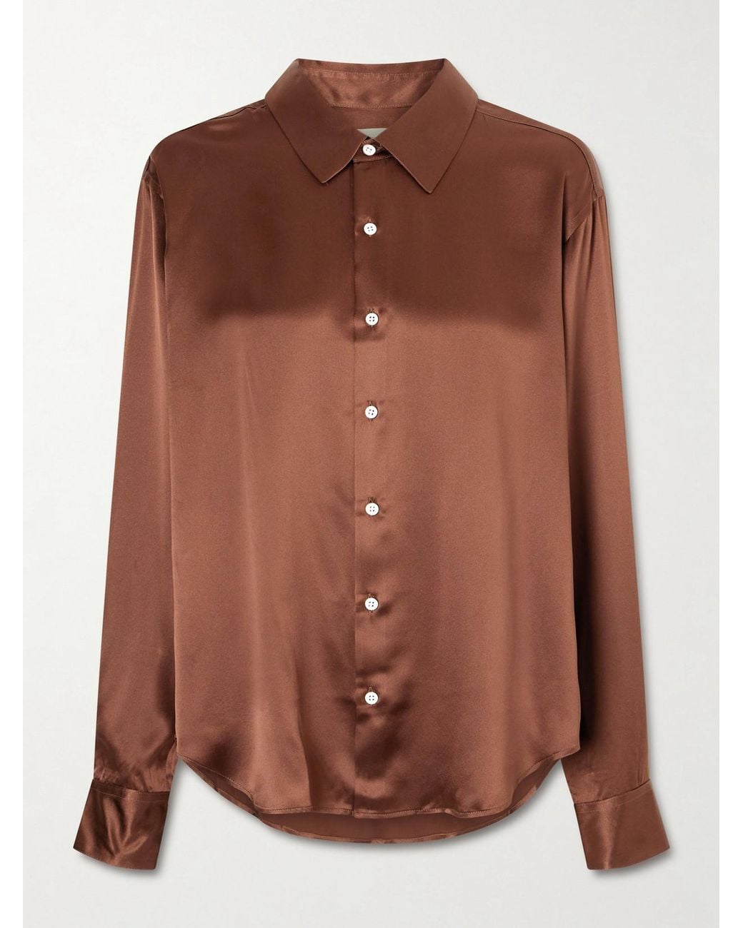 Comme Si Brown La Classica Silk-Charmeuse Shirt