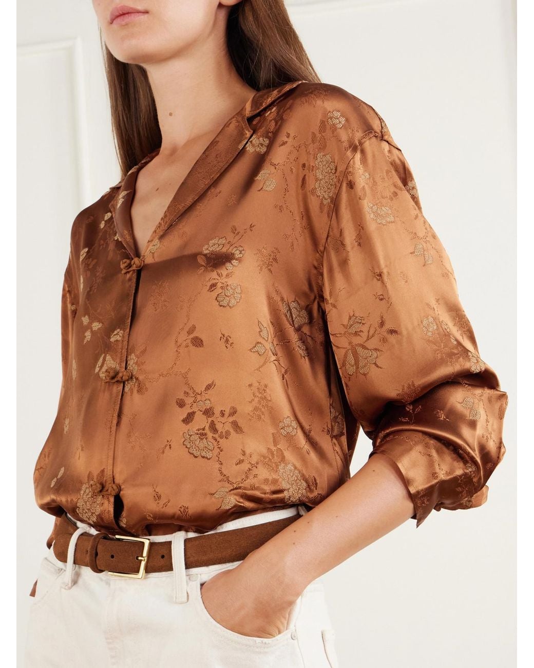 Doen Brown Maurise Floral-Jacquard Shirt