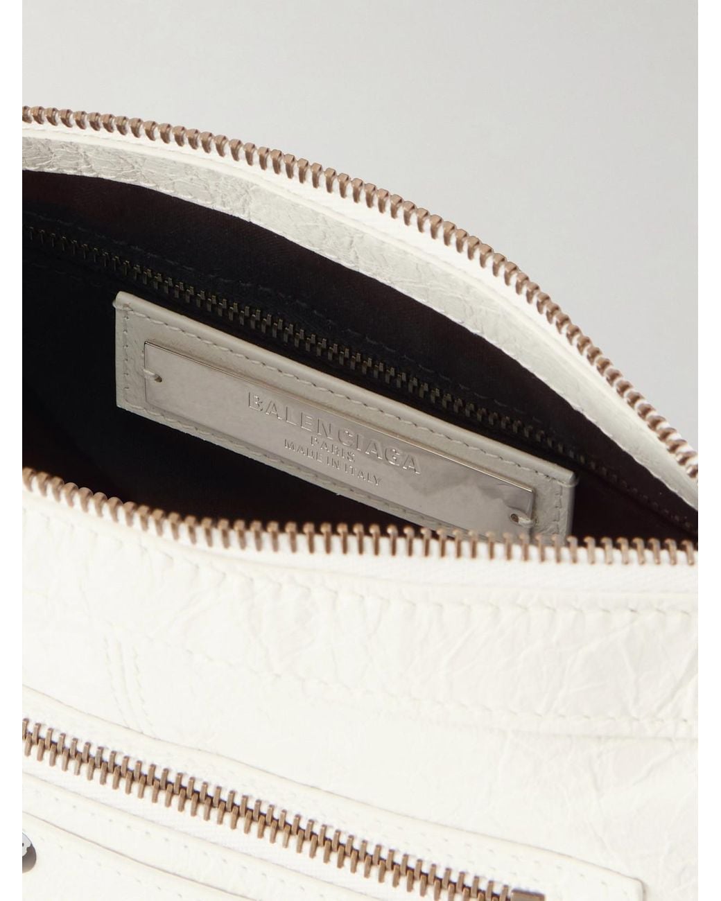 Balenciaga Natural Le City Moto Mini Crinkled-Leather Shoulder Bag