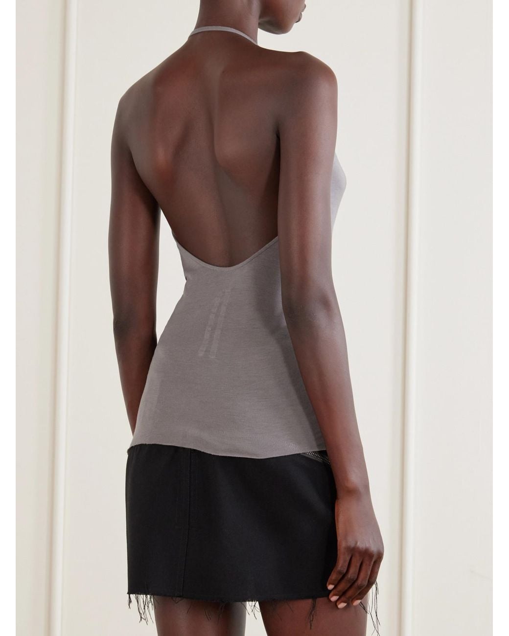 Rick Owens Gray Draped Jersey Tank