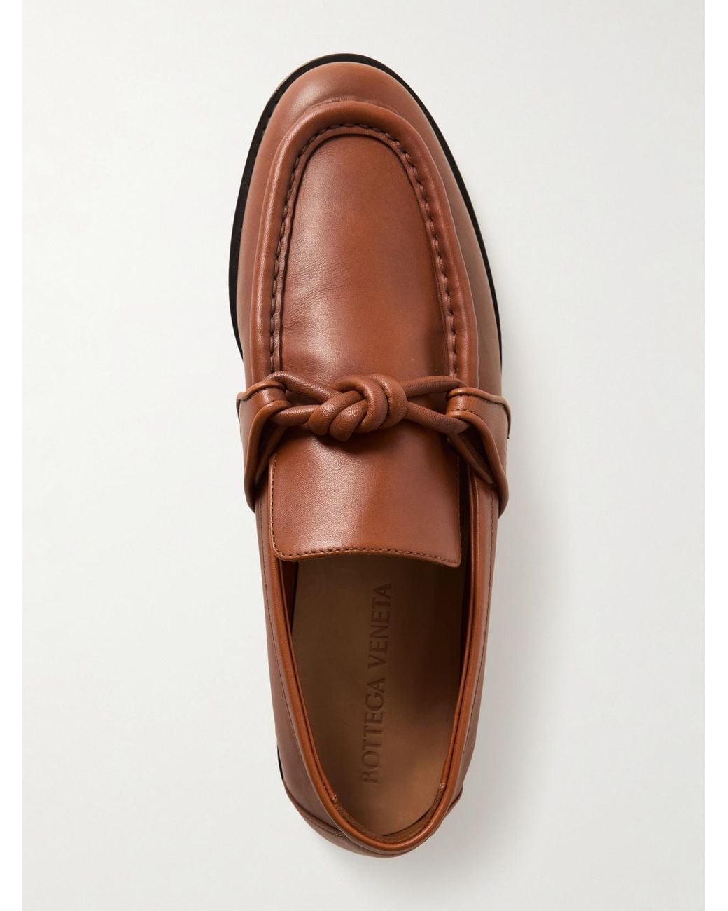 Bottega Veneta Brown Astaire Knotted Leather Loafers