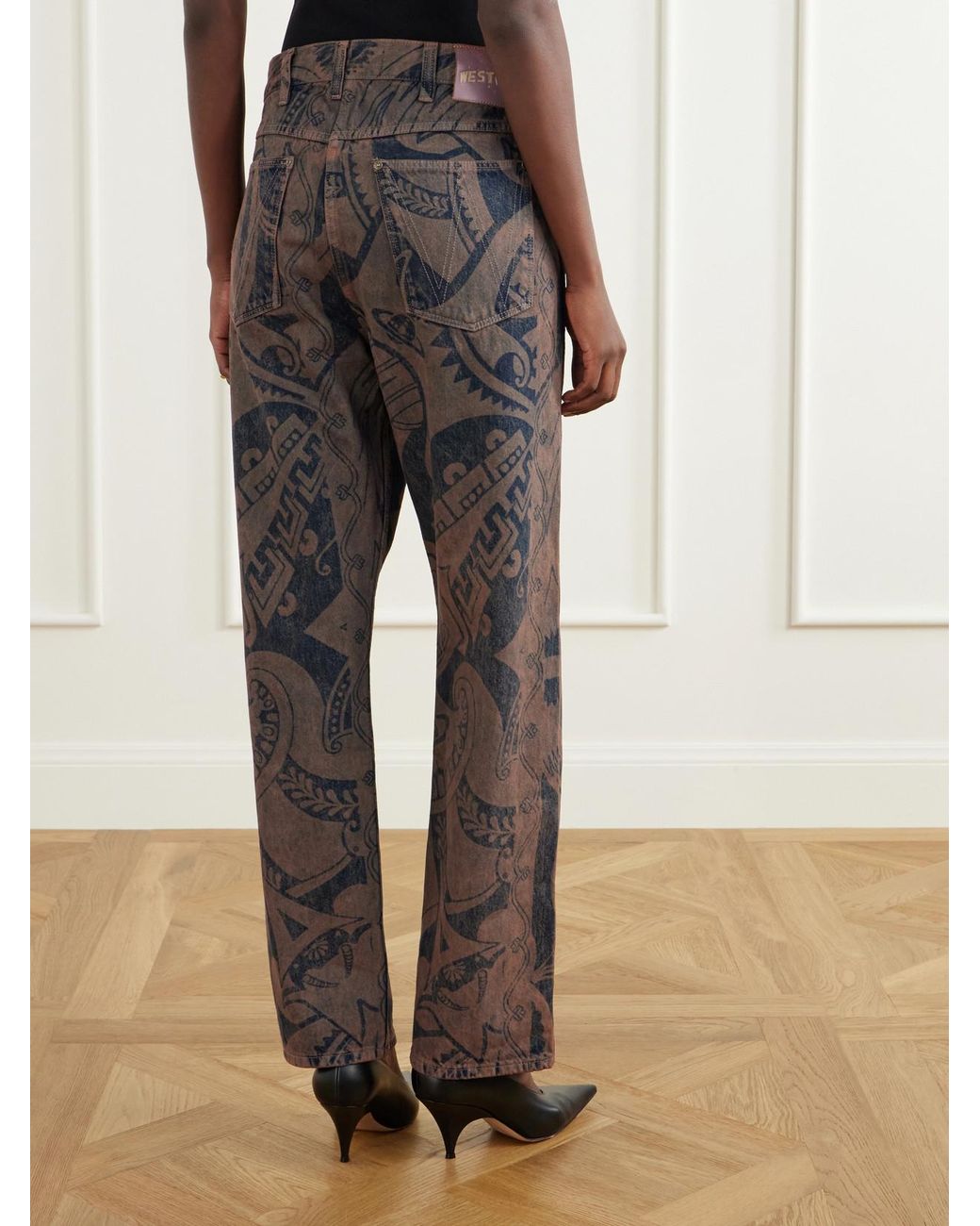 Vivienne Westwood Gray Ranch Printed High-Waisted Straight-Leg Organic Jeans