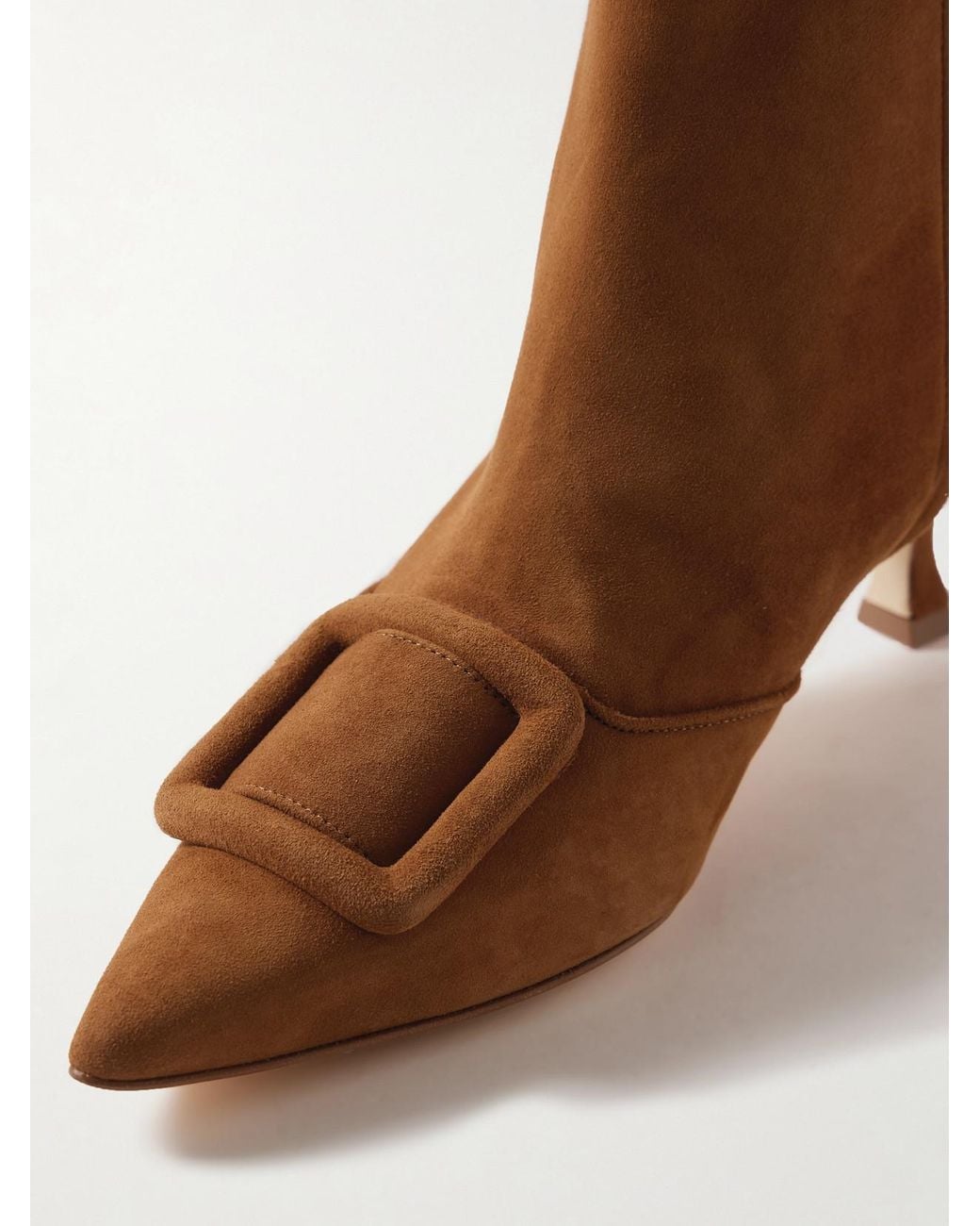 Manolo Blahnik Brown Baylow 50 Buckled Suede Ankle Boots
