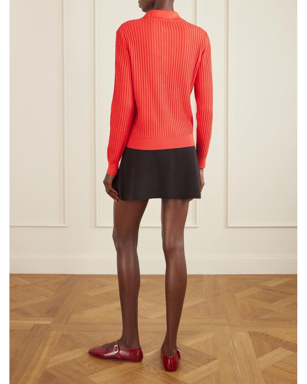 Blazé Milano Red Alegria Cable-Knit Cotton And Silk-Blend Polo Sweater