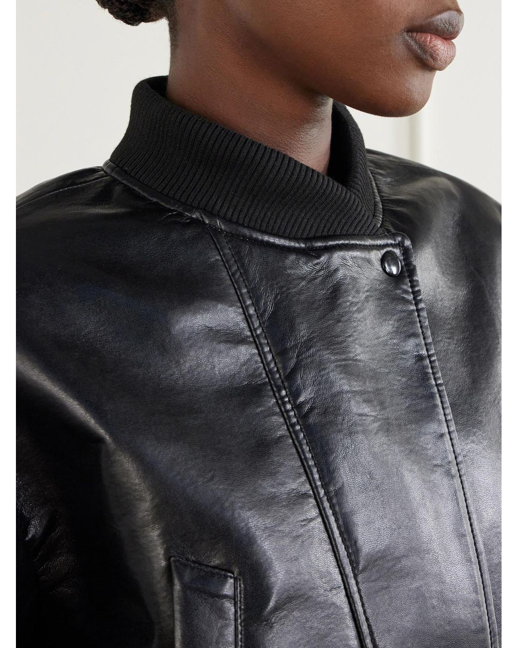 Citizens of Humanity Black Camille Cropped Recycled-Leather Jacket