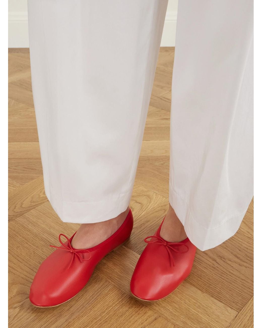 Jamie Haller Red The High Vamp Leather Ballet Flats