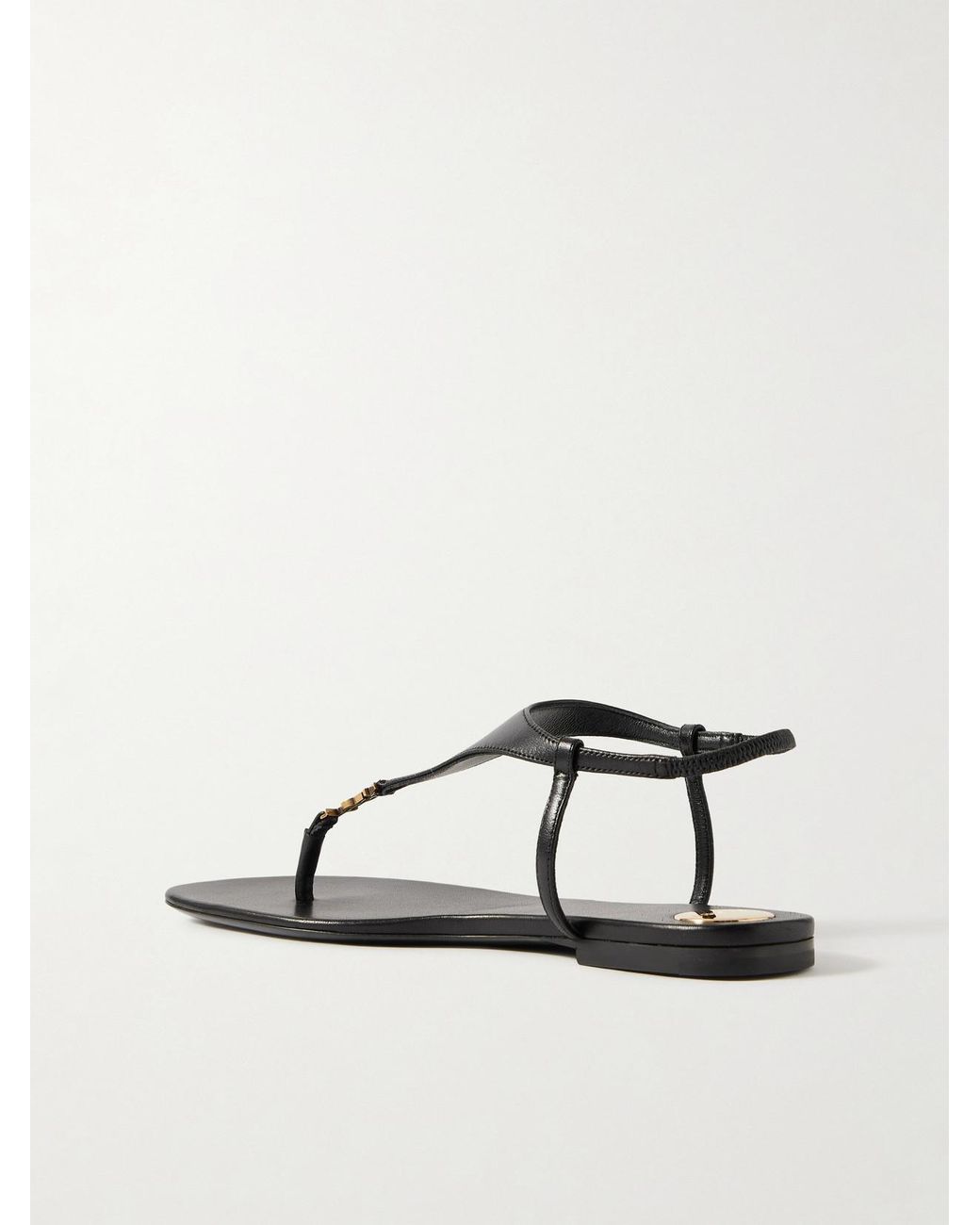 Saint Laurent Brown Cassandra Embellished Leather Sandals