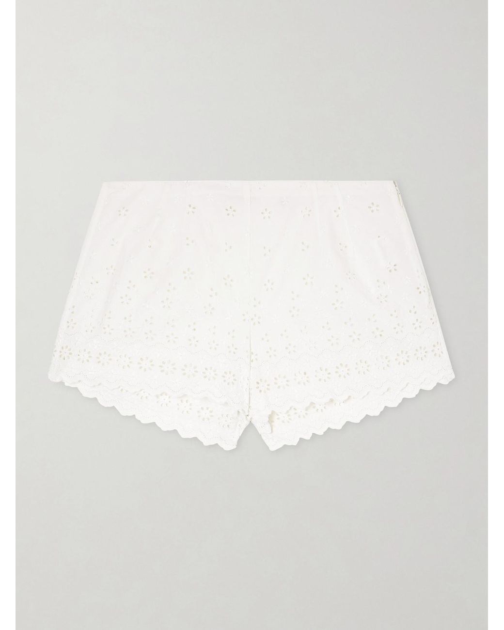 Doen White Arda Broderie Anglaise Organic Cotton Shorts