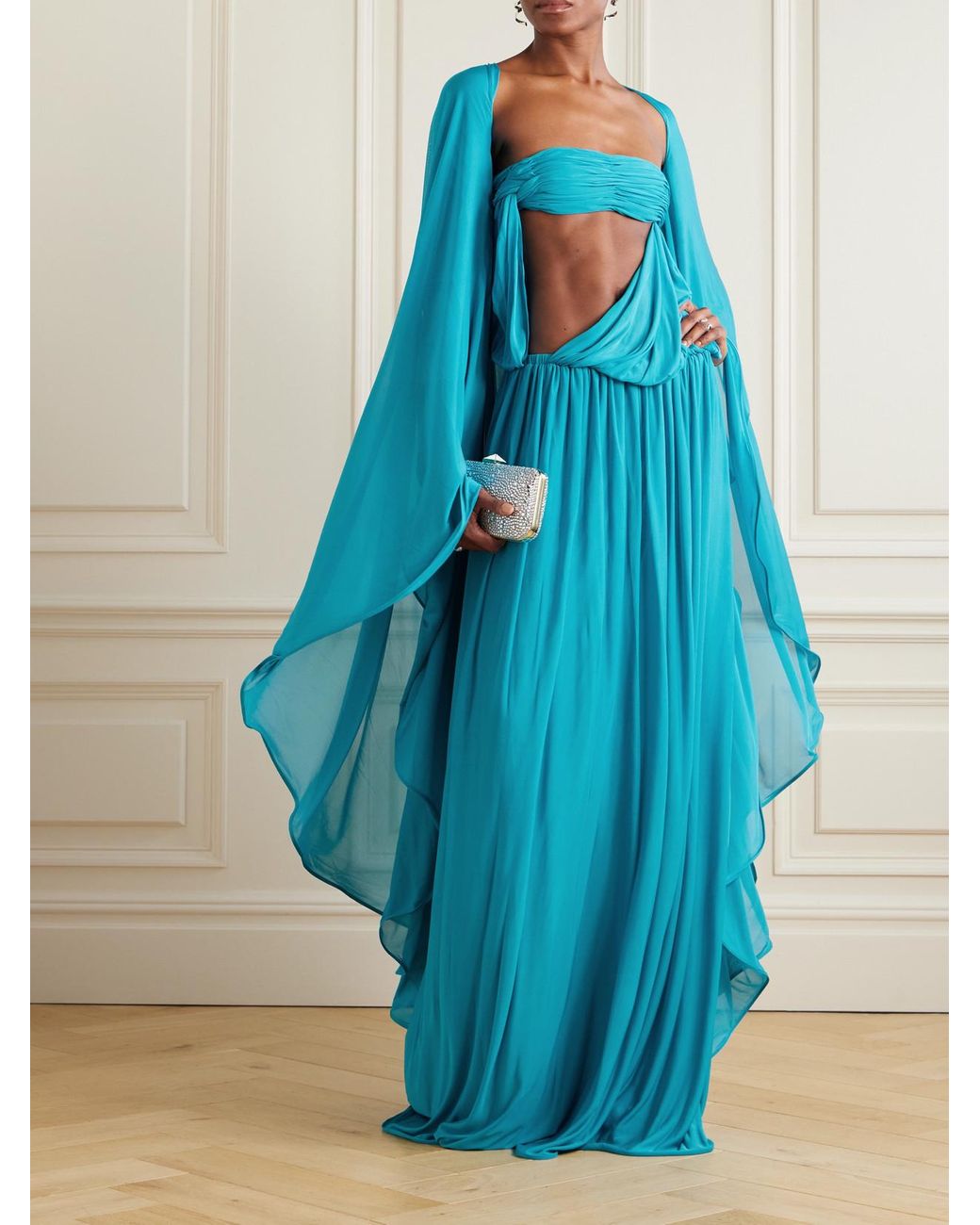パーティードレス Cape-effect Draped Stretch Jersey Gown ET OCHS Cape-effect cutout ruched stretch-jersey gown | THE