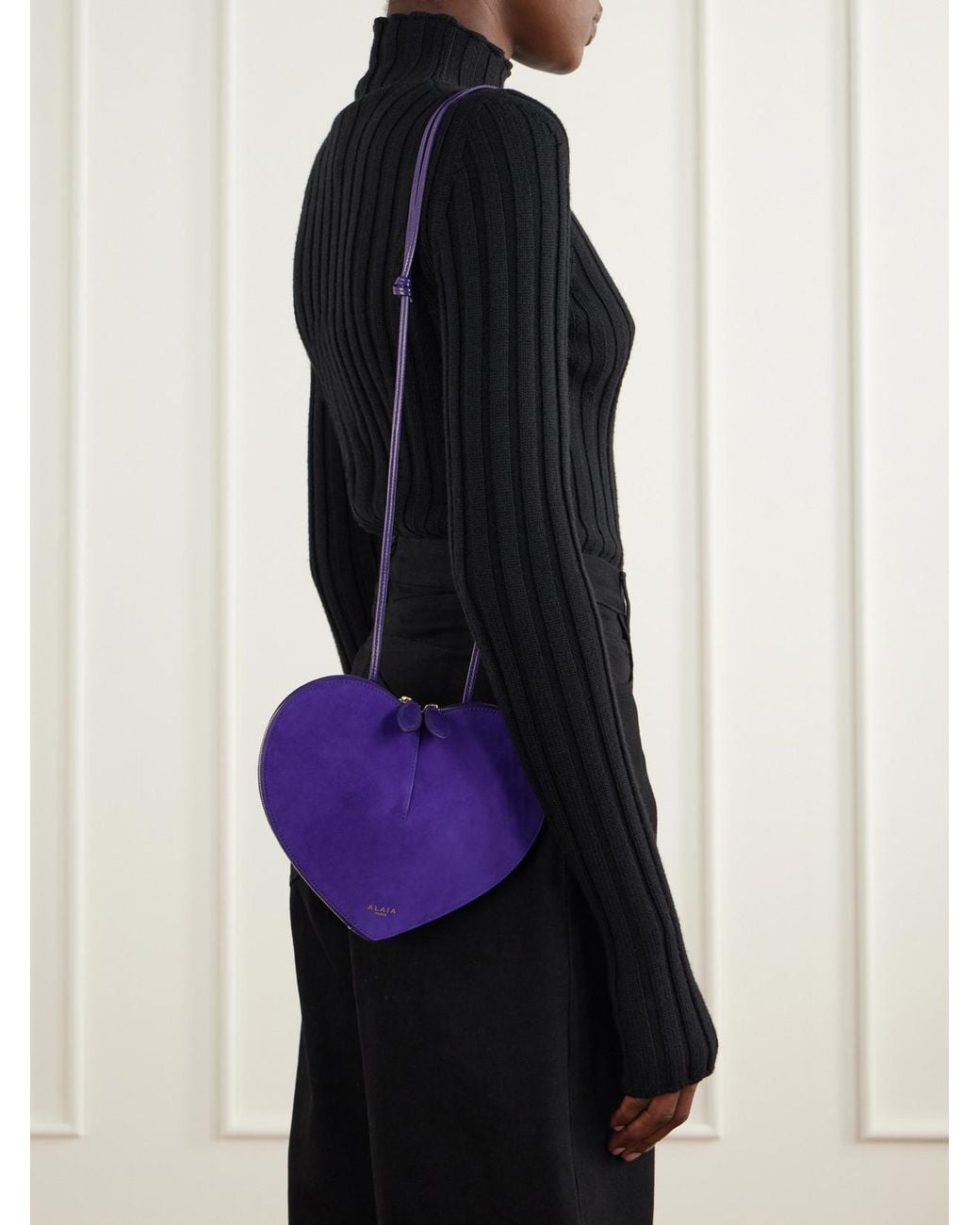 Alaïa Blue Le Coeur Suede And Leather Shoulder Bag