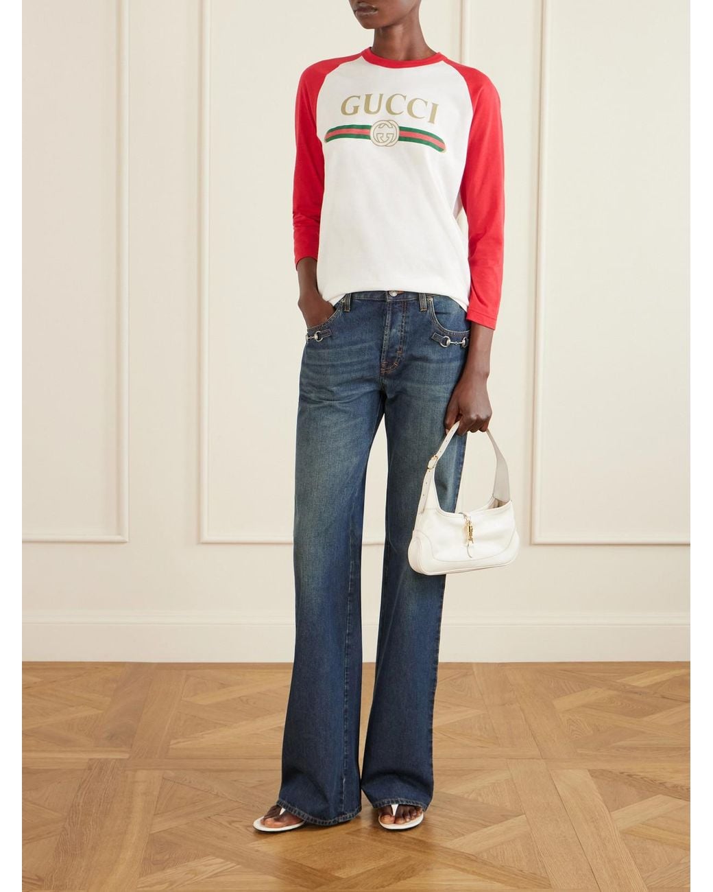 Gucci White Jackie 1961 Slim Textured-Leather Shoulder Bag