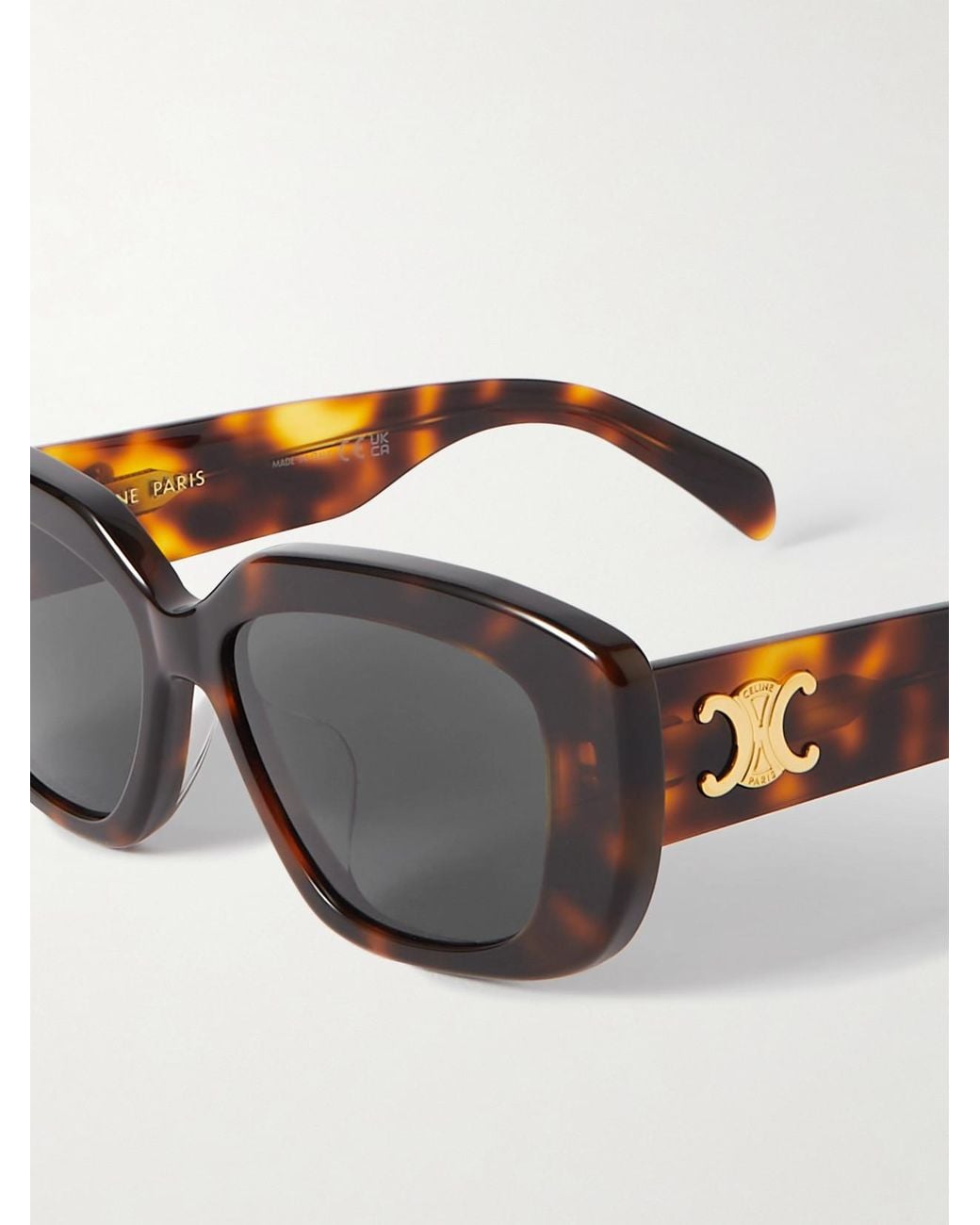 Céline Multicolor Triomphe Rectangular-Frame Acetate Sunglasses