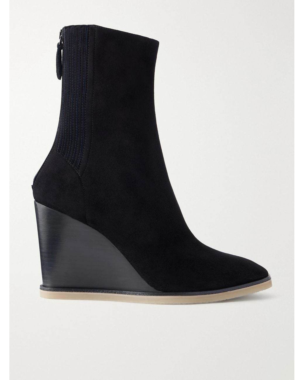 Aquazzura Black Saint Honoré 85 Suede Wedge Ankle Boots