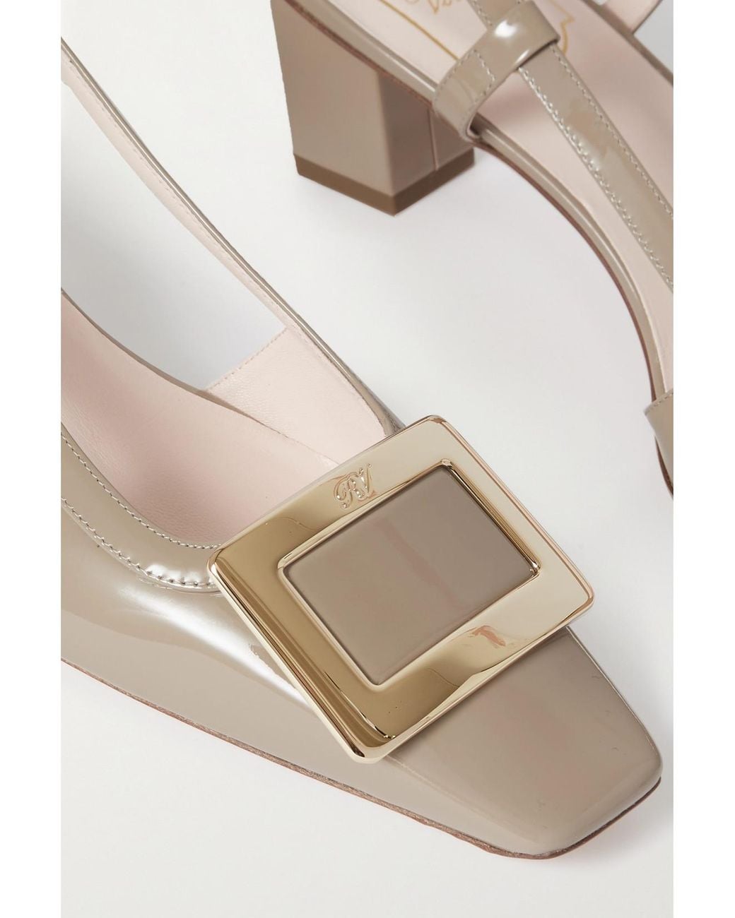 Roger Vivier Natural Belle Vivier 45 Patent-Leather Slingback Pumps