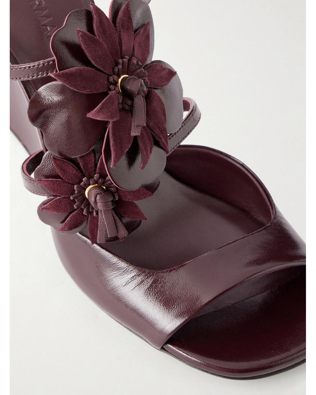 Zimmermann Brown Belara 85 Embellished Sued Wedge Sandals