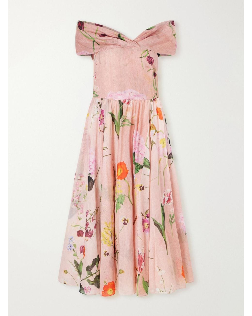 Oscar de la Renta Pink Cotton Midi Dress