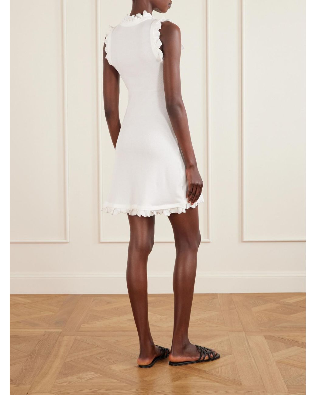 Loewe White Paula's Ibiza Ruffled Cotton-Blend Mini Dress