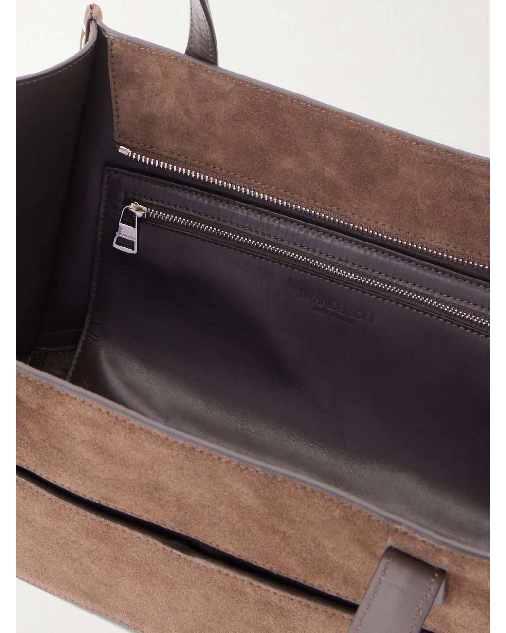J.W. Anderson Brown Loafer Cabas Leather-Trimmed Suede Tote