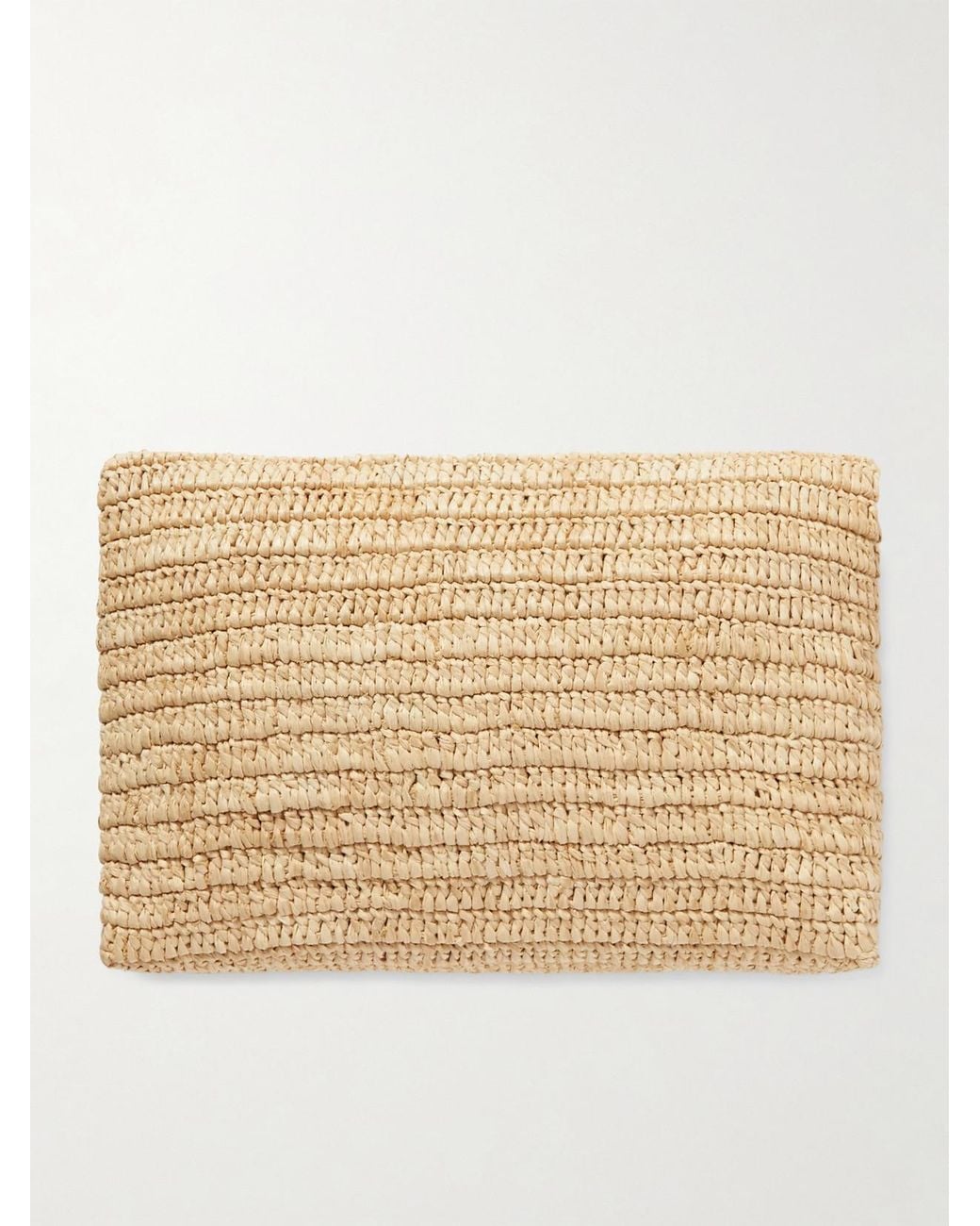 Saint Laurent Natural Cassandre Raffia Clutch