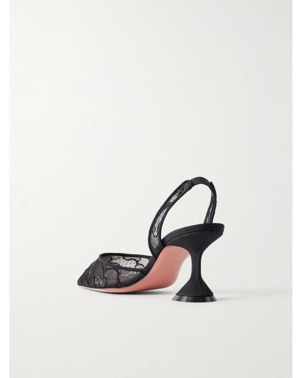 AMINA MUADDI White Holli 70 Satin-Trimmed Lace Pumps