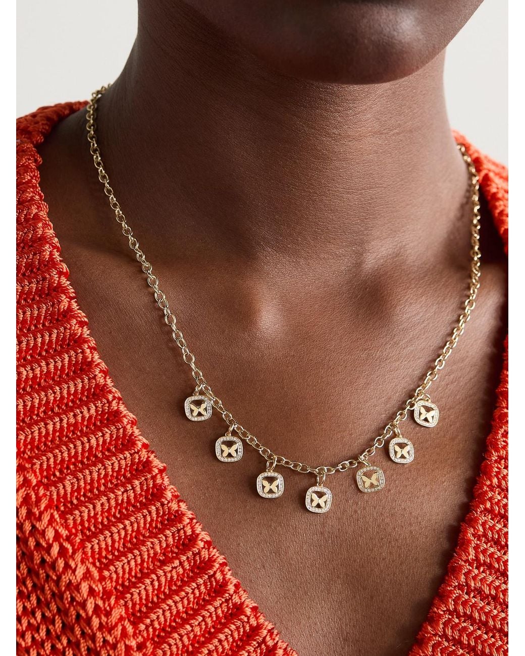 Sydney Evan Natural Open Icon Butterfly 14-Karat Diamond Necklace