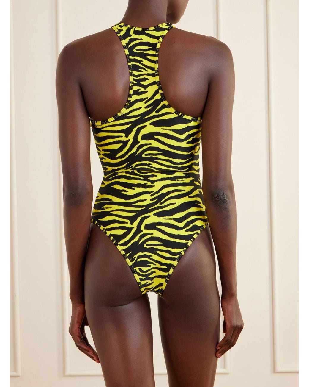 The Attico White Zebra-Print Swimsuit