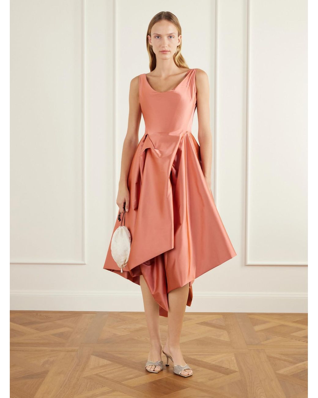 Vivienne Westwood White Nebula Asymmetric Duchess-Satin Midi Dress