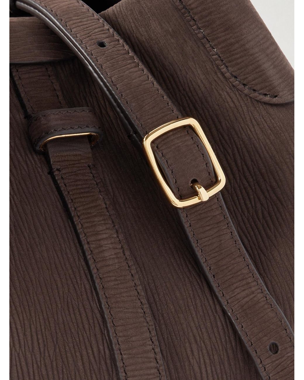Loro Piana Brown Bale Small Textured-Suede Shoulder Bag