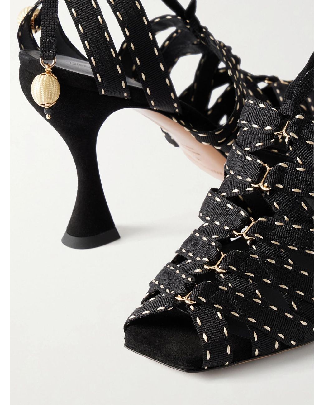 Zimmermann Black Corsage 85 Embellished Webbing Sandals