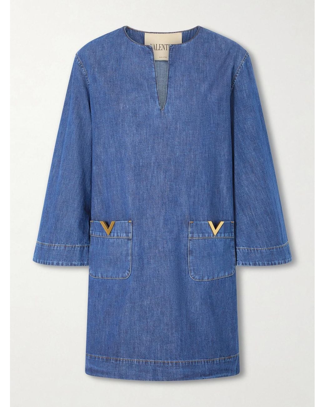 Valentino Garavani Blue Vlogo Embellished Denim Mini Dress