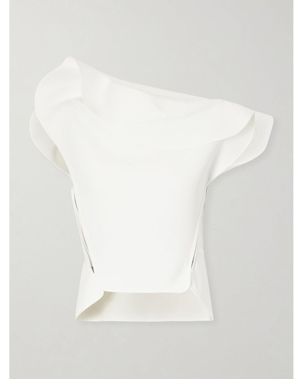 Maticevski White Whirl Asymmetric Layered Crepe Top