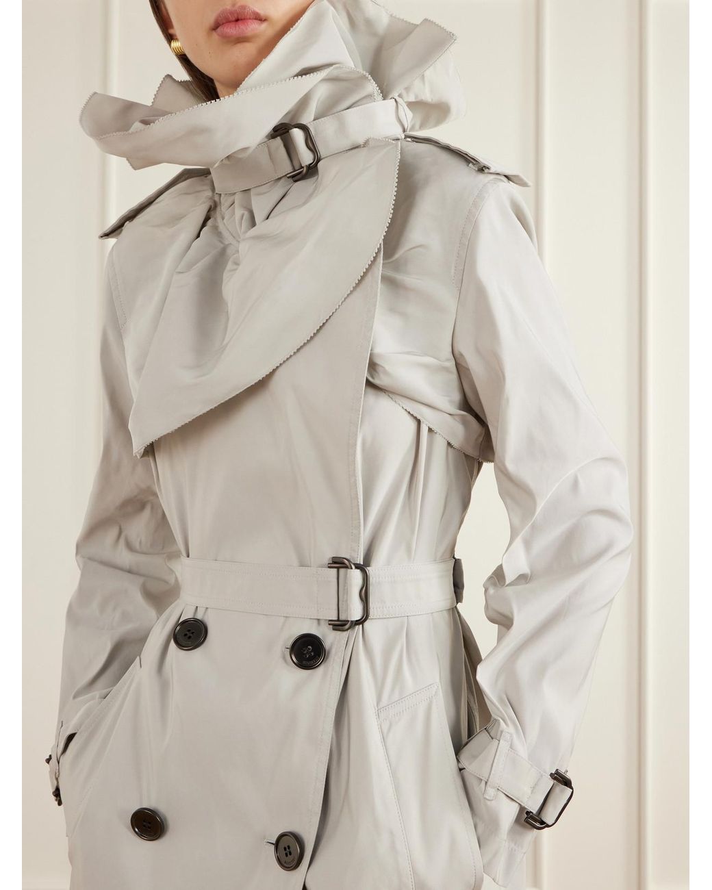 Burberry White Clare Belted Gabardine Trench Coat